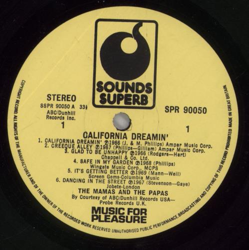 The Mama's And The Papa's California Dreamin' vinyl LP album (LP record) UK M&PLPCA458003