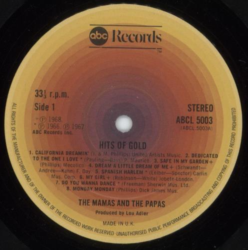 The Mama's And The Papa's Hits Of Gold vinyl LP album (LP record) UK M&PLPHI217079