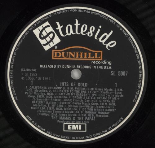 The Mama's And The Papa's Hits Of Gold vinyl LP album (LP record) UK M&PLPHI750719