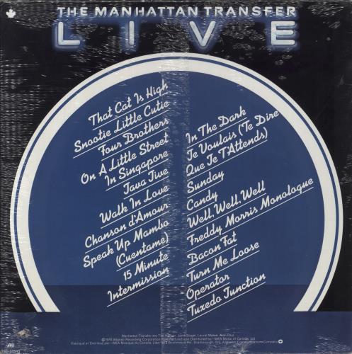 The Manhattan Transfer Live vinyl LP album (LP record) Canadian MNHLPLI852152
