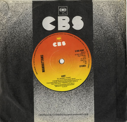 The Manhattans Hurt 7" vinyl single (7 inch record / 45) UK MH707HU564792