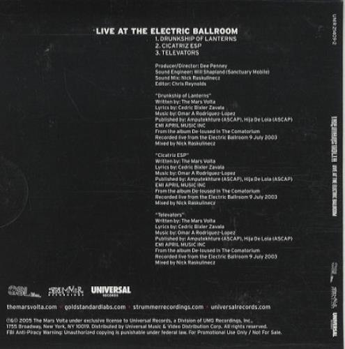 The Mars Volta Live At The Electric Ballroom CD single (CD5 / 5") US RSOC5LI440333