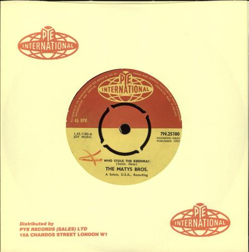 The Matys Bros. Who Stole The Keeshka ? 7" vinyl single (7 inch record / 45) UK Y3807WH707931