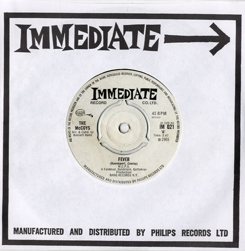 The McCoys Fever 7" vinyl single (7 inch record / 45) UK MCY07FE558257