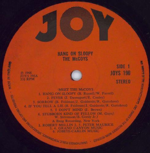 The McCoys Hang On Sloopy vinyl LP album (LP record) UK MCYLPHA815445
