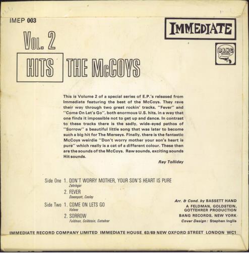 The McCoys Hits Vol. 2 7" vinyl single (7 inch record / 45) UK MCY07HI809763
