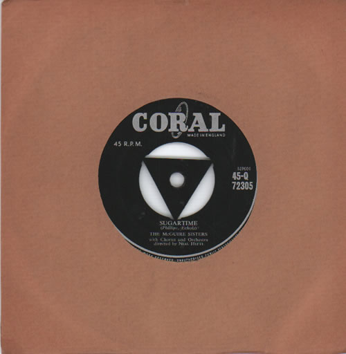 The McGuire Sisters Sugartime 7" vinyl single (7 inch record / 45) UK 7MS07SU634350