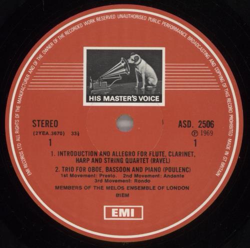 The Melos Ensemble Ravel: Introduction and Allegro vinyl LP album (LP record) UK XJ4LPRA877753