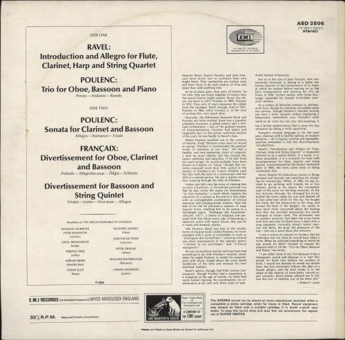 The Melos Ensemble Ravel: Introduction and Allegro vinyl LP album (LP record) UK XJ4LPRA877753