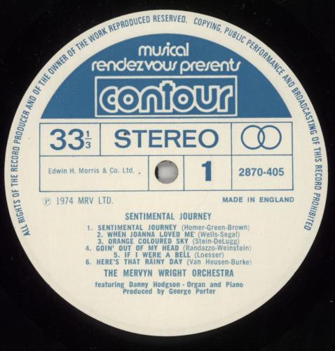 The Mervyn Wright Orchestra Sentimental Journey vinyl LP album (LP record) UK 8-NLPSE864142