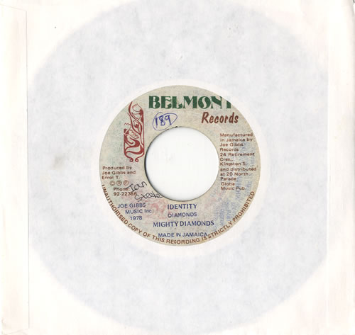 The Mighty Diamonds Identity 7" vinyl single (7 inch record / 45) Jamaican MDI07ID563519