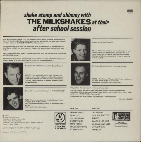 The Milkshakes After School Session vinyl LP album (LP record) UK MK2LPAF893475