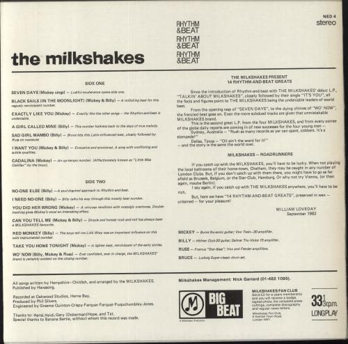The Milkshakes Fourteen Rhythm & Beat Greats - EX vinyl LP album (LP record) UK MK2LPFO820983