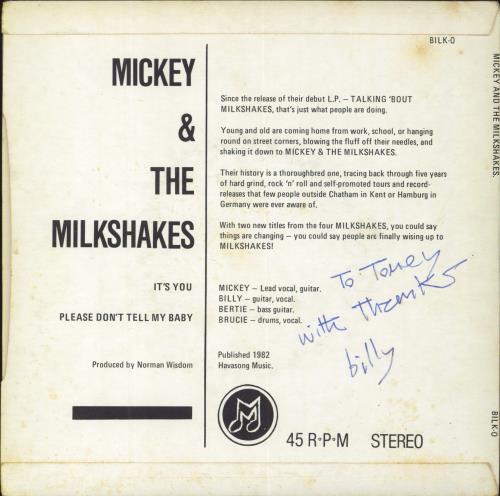 The Milkshakes It's You - Autographed 7" vinyl single (7 inch record / 45) UK MK207IT801408