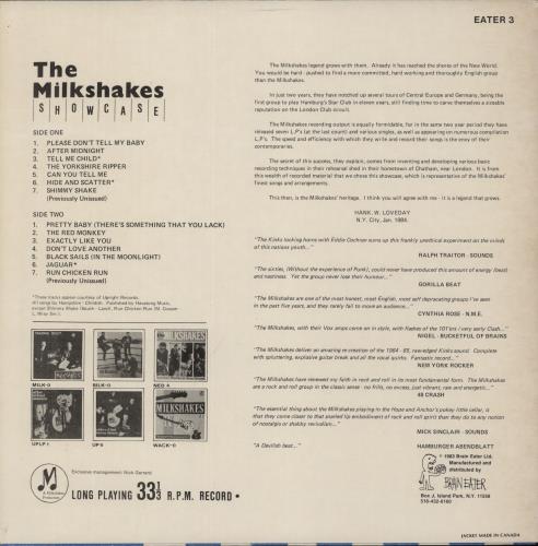 The Milkshakes Showcase vinyl LP album (LP record) UK MK2LPSH893227