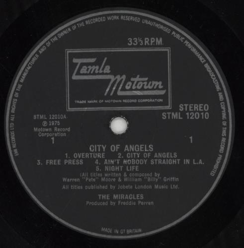 The Miracles City Of Angels vinyl LP album (LP record) UK T\MLPCI458323