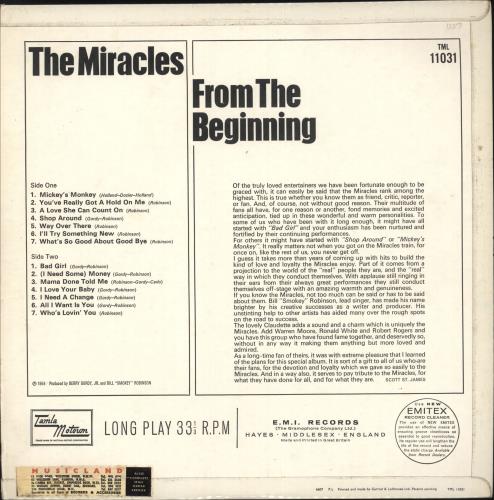 The Miracles From The Beginning vinyl LP album (LP record) UK T\MLPFR724770