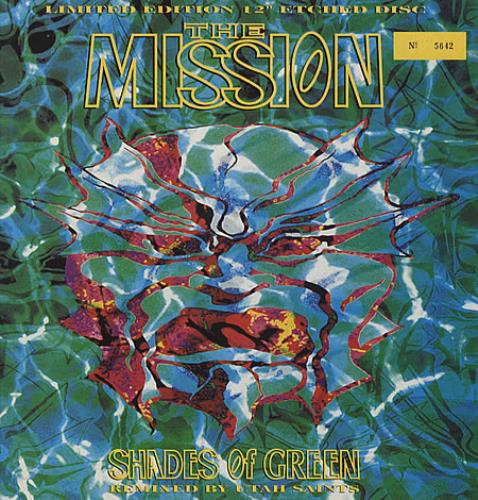 The Mission Shades Of Green - Etched 12" vinyl single (12 inch record / Maxi-single) UK MIS12SH10819