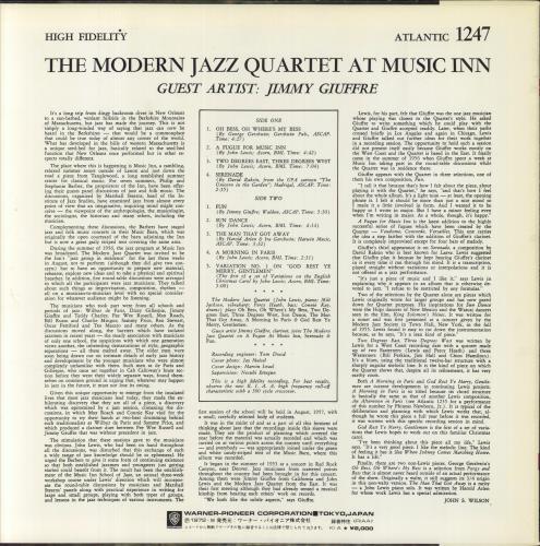 The Modern Jazz Quartet At Music Inn - EX vinyl LP album (LP record) Japanese MJQLPAT848545