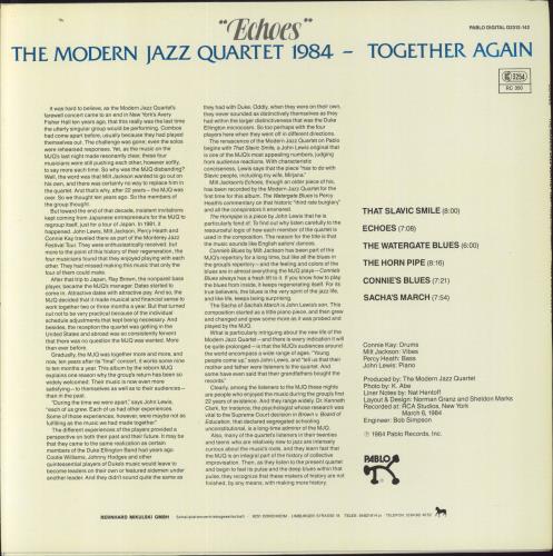 The Modern Jazz Quartet Echoes vinyl LP album (LP record) German MJQLPEC469976