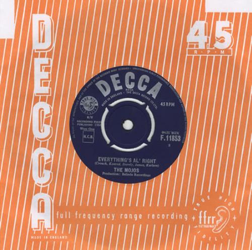 The Mojos Everything's Al' Right 7" vinyl single (7 inch record / 45) UK JO907EV415157
