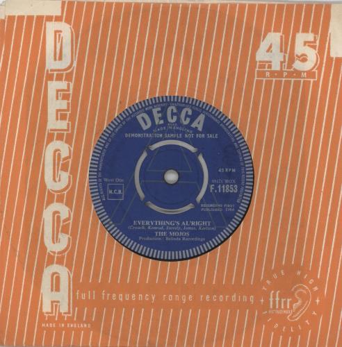 The Mojos Everything's Al' Right 7" vinyl single (7 inch record / 45) UK JO907EV850979