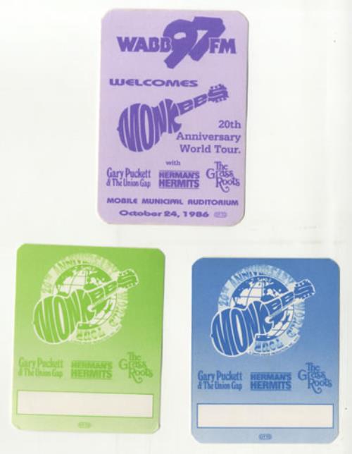 The Monkees 20th Anniversary World Tour tour pass UK MKETPTH469758
