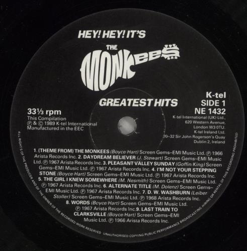 The Monkees Hey! Hey! It's The Monkees Greatest Hits vinyl LP album (LP record) UK MKELPHE251130