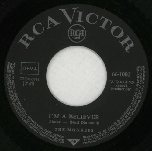 The Monkees I'm A Believer 7" vinyl single (7 inch record / 45) US MKE07IM874699