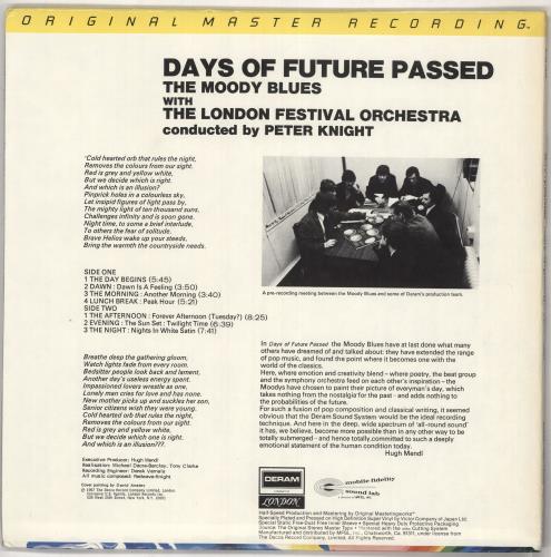 The Moody Blues Days Of Future Passed vinyl LP album (LP record) US MBLLPDA181082