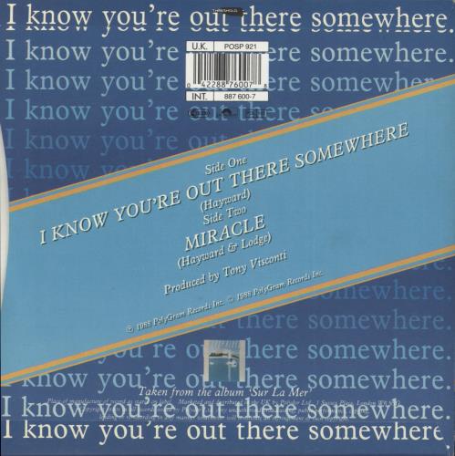 The Moody Blues I Know You're Out There Somewhere - Injection 7" vinyl single (7 inch record / 45) UK MBL07IK68950