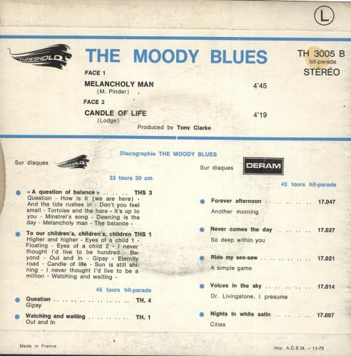 The Moody Blues Melancholy Man 7" vinyl single (7 inch record / 45) French MBL07ME581957