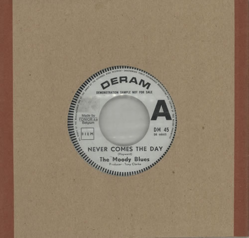 The Moody Blues Never Comes The Day 7" vinyl single (7 inch record / 45) Belgian MBL07NE582368