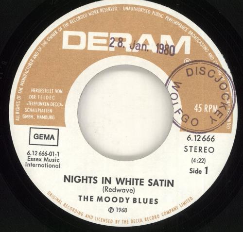 The Moody Blues Nights In White Satin 7" vinyl single (7 inch record / 45) German MBL07NI715264