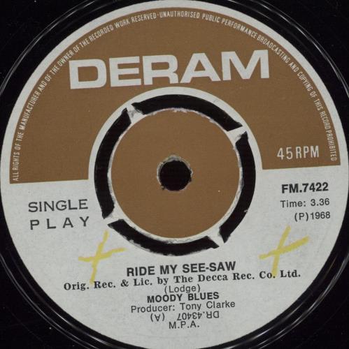 The Moody Blues Ride My See-Saw 7" vinyl single (7 inch record / 45) South African MBL07RI672660