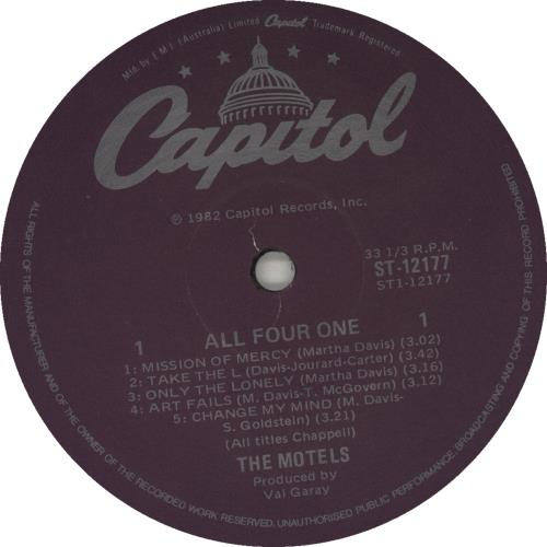 The Motels All Four One vinyl LP album (LP record) Australian OTELPAL420822