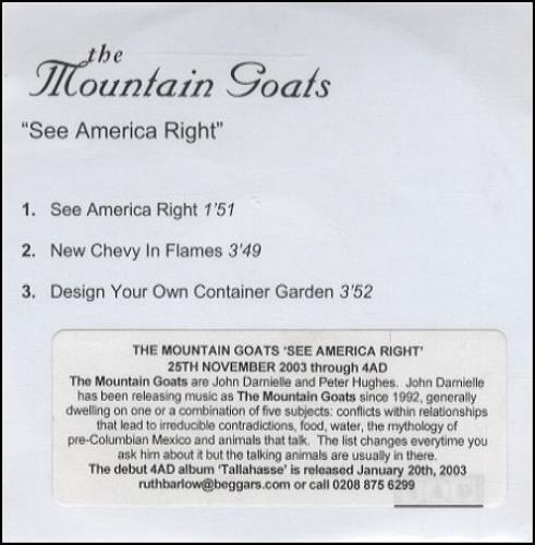 The Mountain Goats See America Right CD-R acetate UK MUGCRSE243741