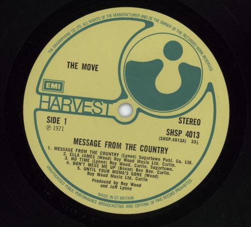 The Move Message From The Country - 1st vinyl LP album (LP record) UK MOVLPME132242