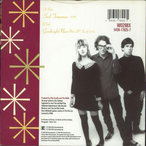 The Muffs Sad Tomorrow - Red Vinyl 7" vinyl single (7 inch record / 45) US MUF07SA818398