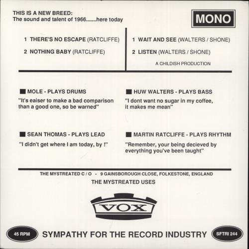 The Mystreated There's No Escape 7" vinyl single (7 inch record / 45) US X9M07TH883422