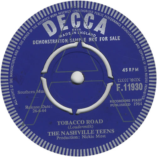 The Nashville Teens Tobacco Road 7" vinyl single (7 inch record / 45) UK NVT07TO449898