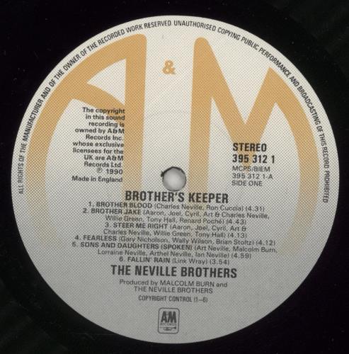 The Neville Brothers Brother's Keeper - Sticker vinyl LP album (LP record) UK NVBLPBR868107