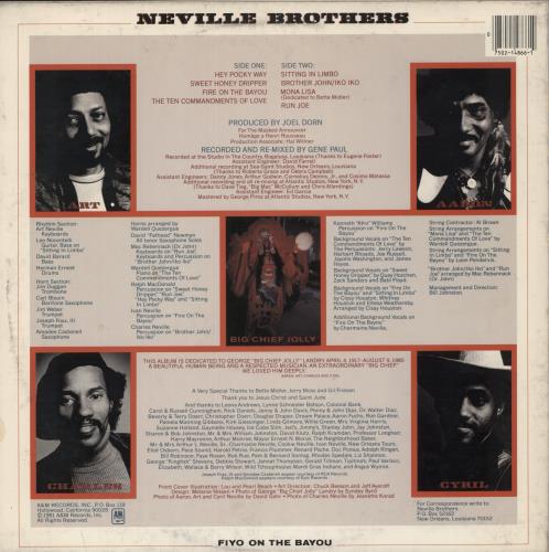 The Neville Brothers Fiyo On The Bayou vinyl LP album (LP record) US NVBLPFI881983