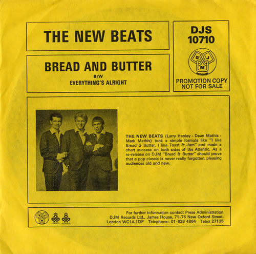 The Newbeats Bread And Butter - Promo Sleeve 7" vinyl single (7 inch record / 45) UK NEB07BR564097