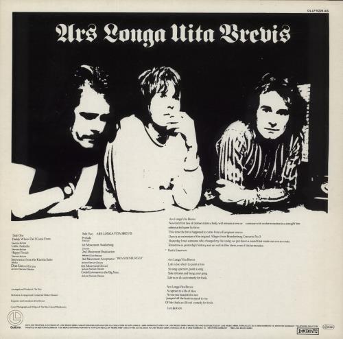 The Nice Ars Longa Vita Brevis vinyl LP album (LP record) German NCELPAR873420