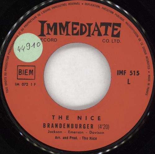 The Nice Brandenburger 7" vinyl single (7 inch record / 45) French NCE07BR727505