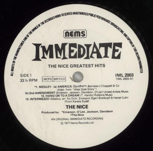 The Nice Greatest Hits vinyl LP album (LP record) UK NCELPGR210308