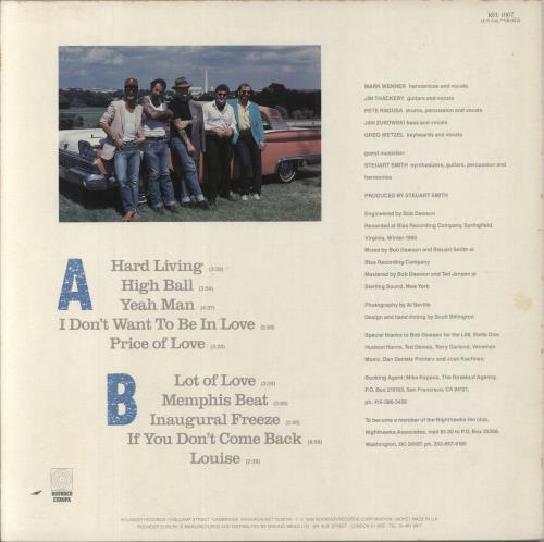 The Nighthawks Hard Living vinyl LP album (LP record) UK NHWLPHA861040