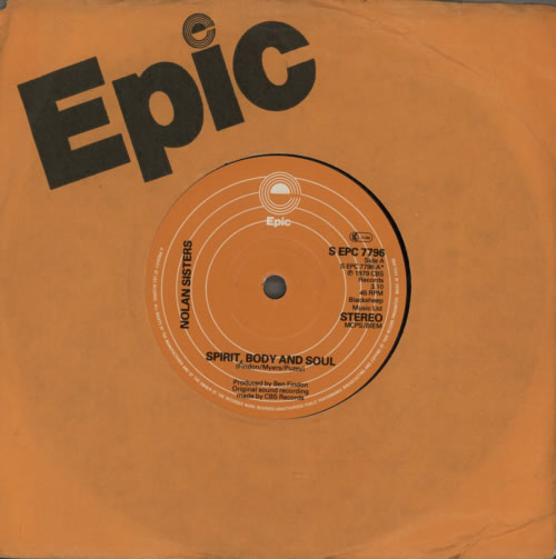 The Nolans Spirit, Body And Soul 7" vinyl single (7 inch record / 45) UK NOL07SP617007