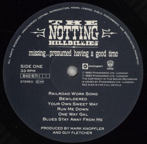 The Notting Hillbillies Missing... - Hype Stickered Sleeve vinyl LP album (LP record) UK NOTLPMI770952